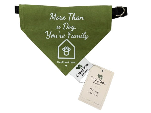 More Than a Dog, You're Family dog bandana - Olive Green