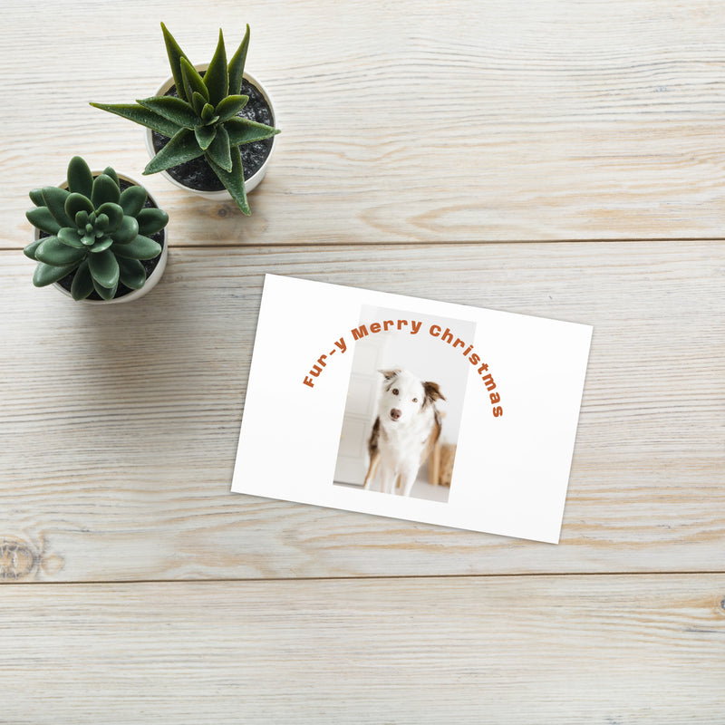 Custom pet photo holiday greeting card