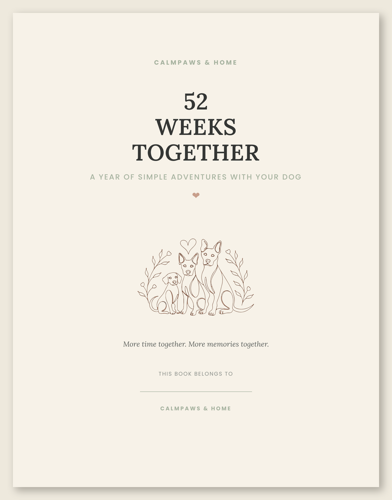 52 Weeks Together dog bonding journal cover, printable digital download